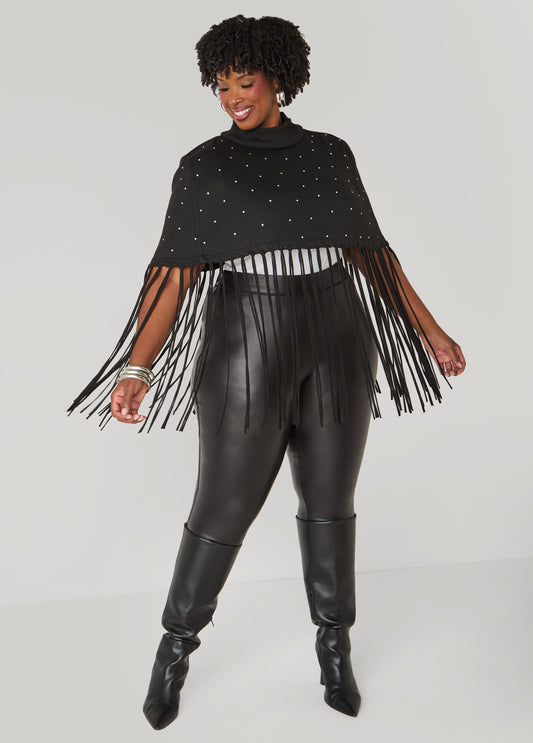 Plus Size Fringed Crystal Cape