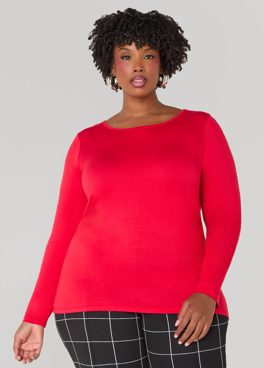 Plus Size Basic Long Sleeved Jersey Tee