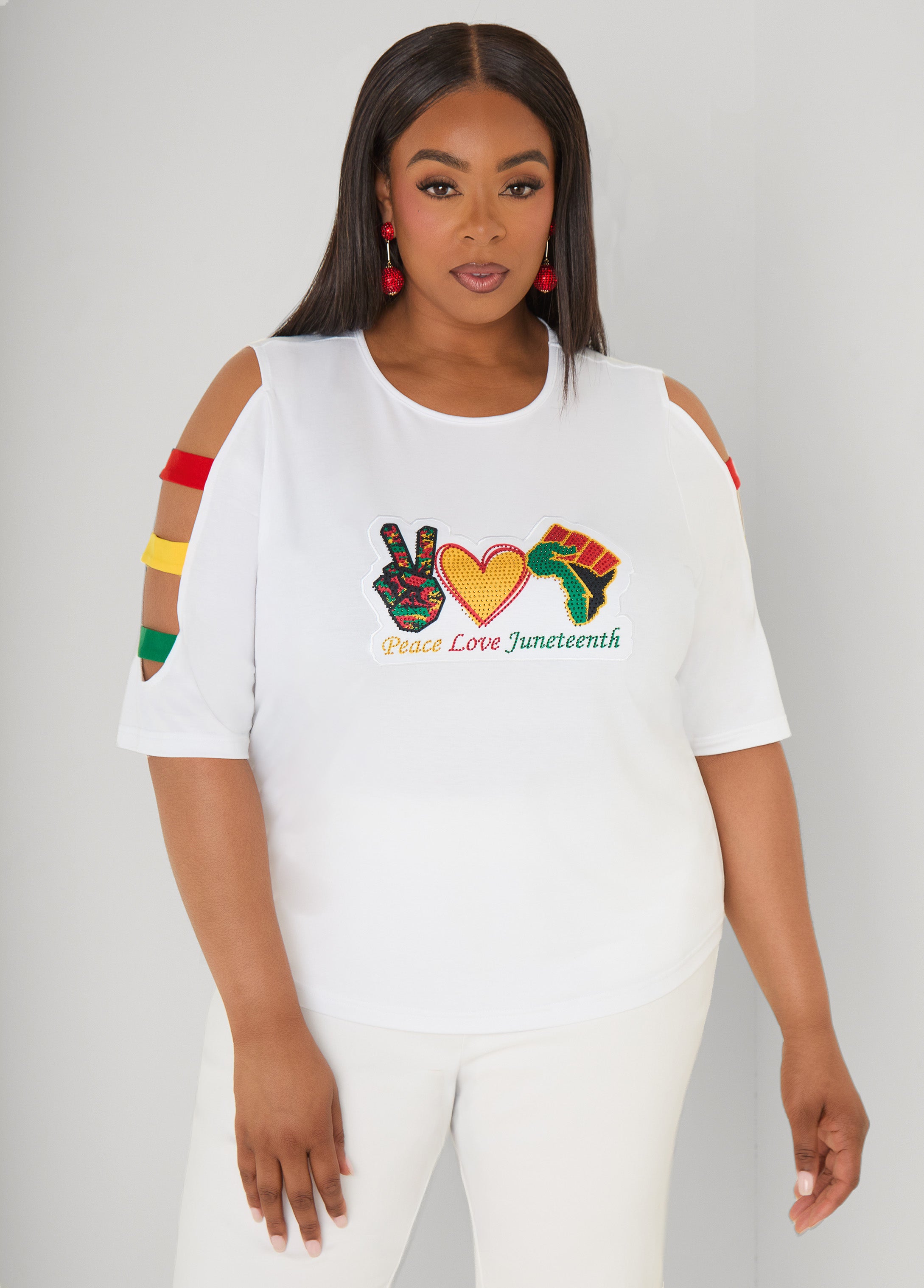 Plus Size Juneteenth Its In My DNA graphic t shirt cutout crystal tee