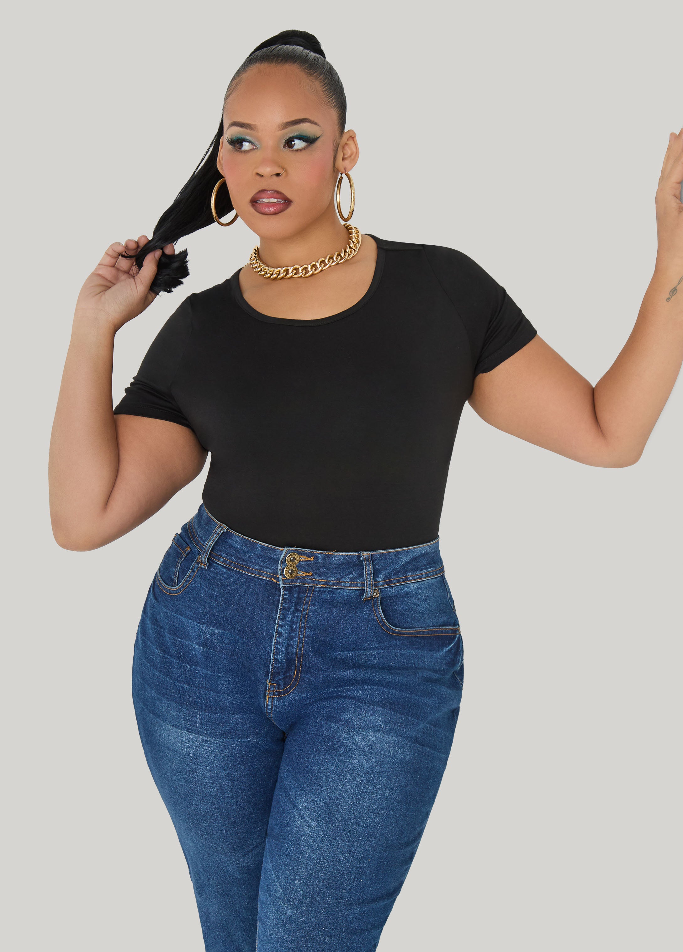 Plus Size Short Sleeve Tee Basic T Shirt Essential Top Jersey Tee