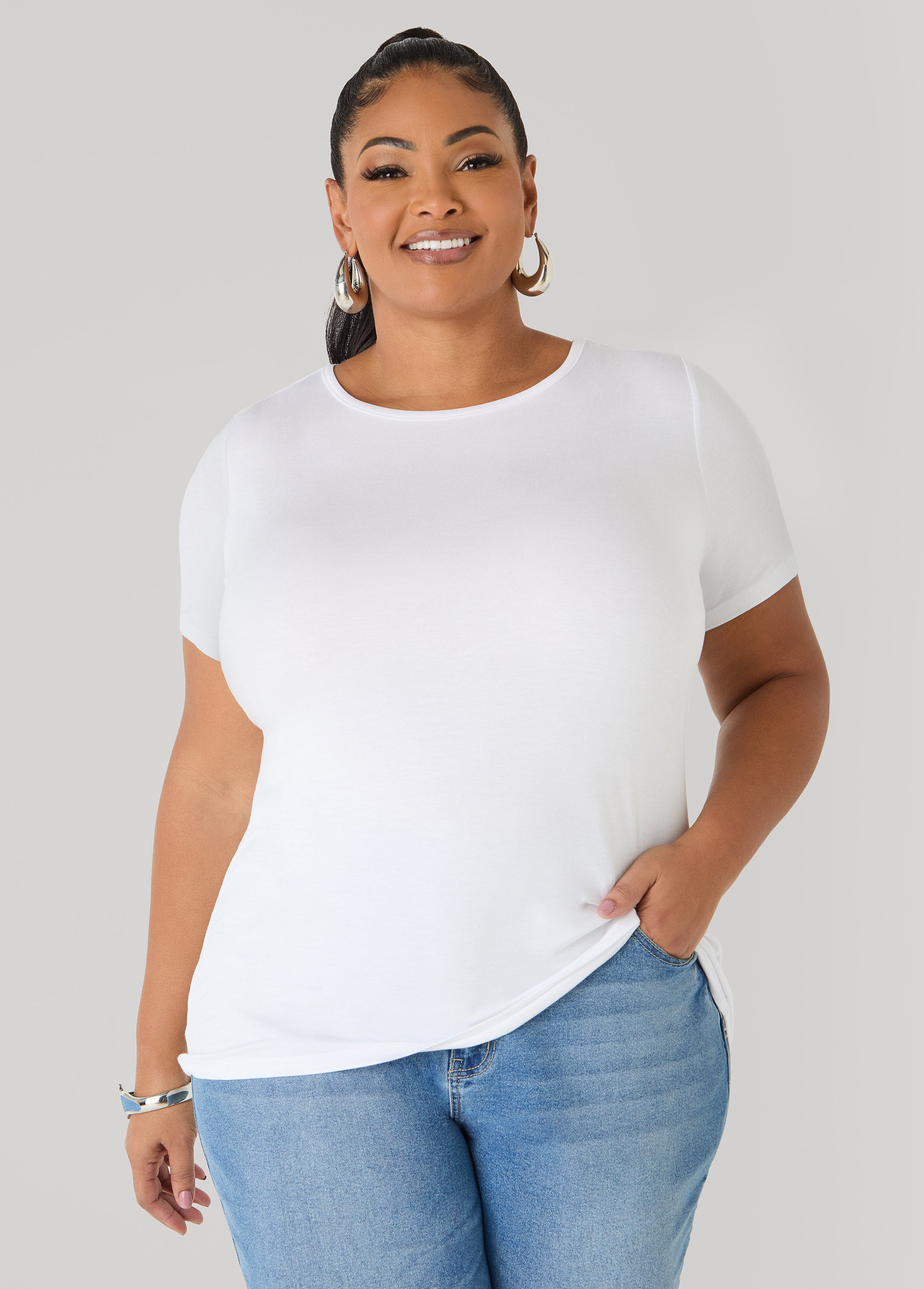 Plus Size Short Sleeve Tee Basic T Shirt Essential Top Jersey Tee