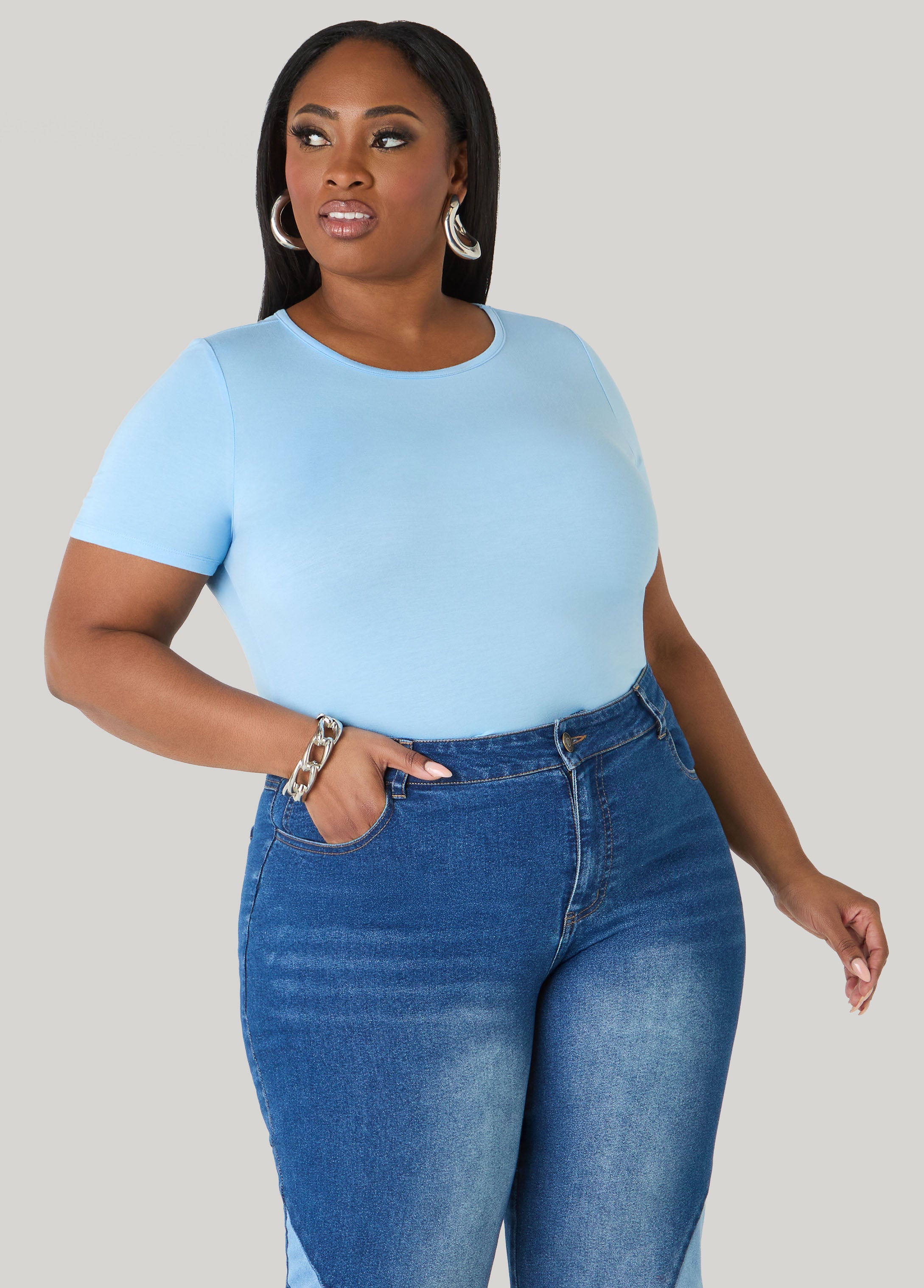 Plus Size Short Sleeve Tee Basic T Shirt Essential Top Jersey Tee