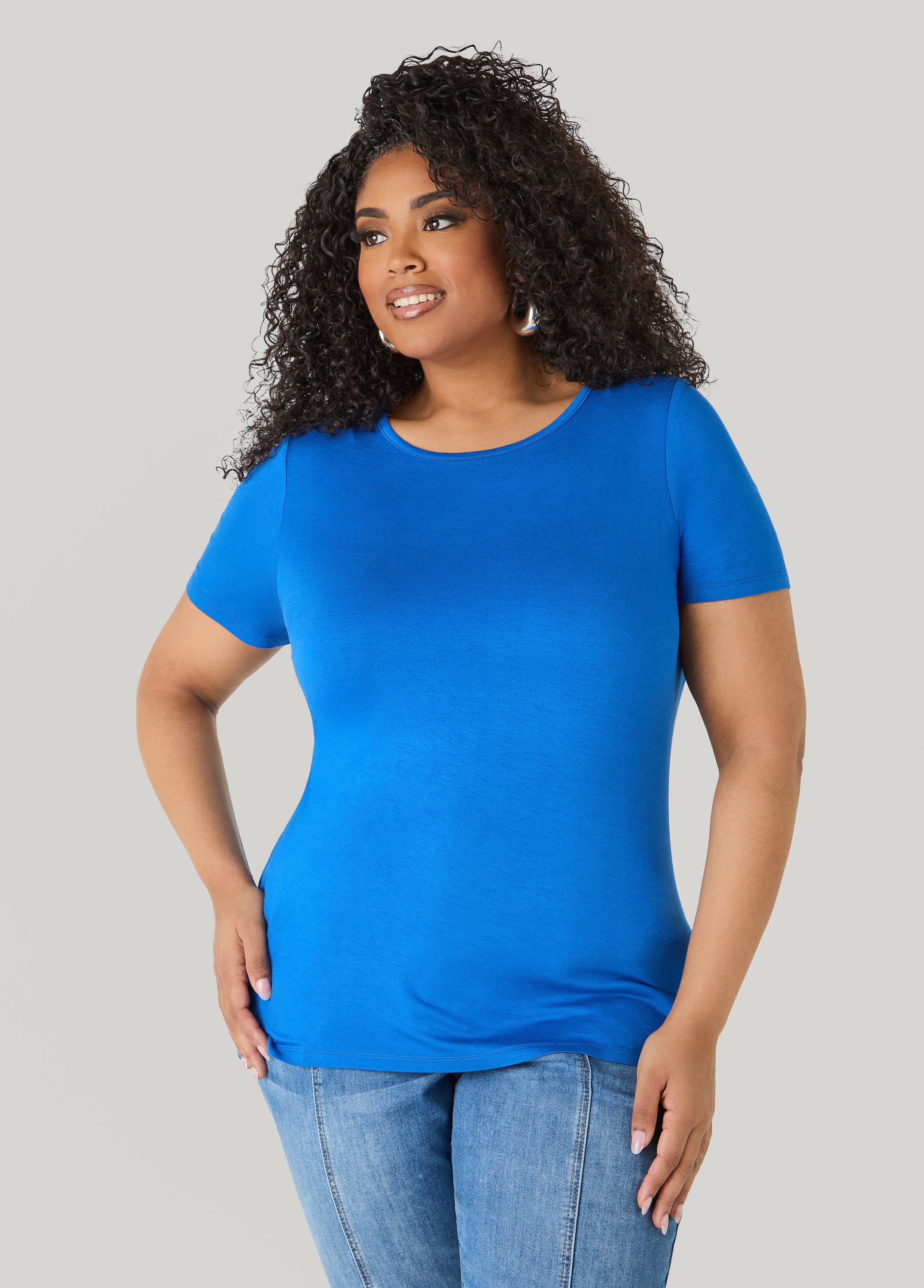 Plus Size Short Sleeve Tee Basic T Shirt Essential Top Jersey Tee