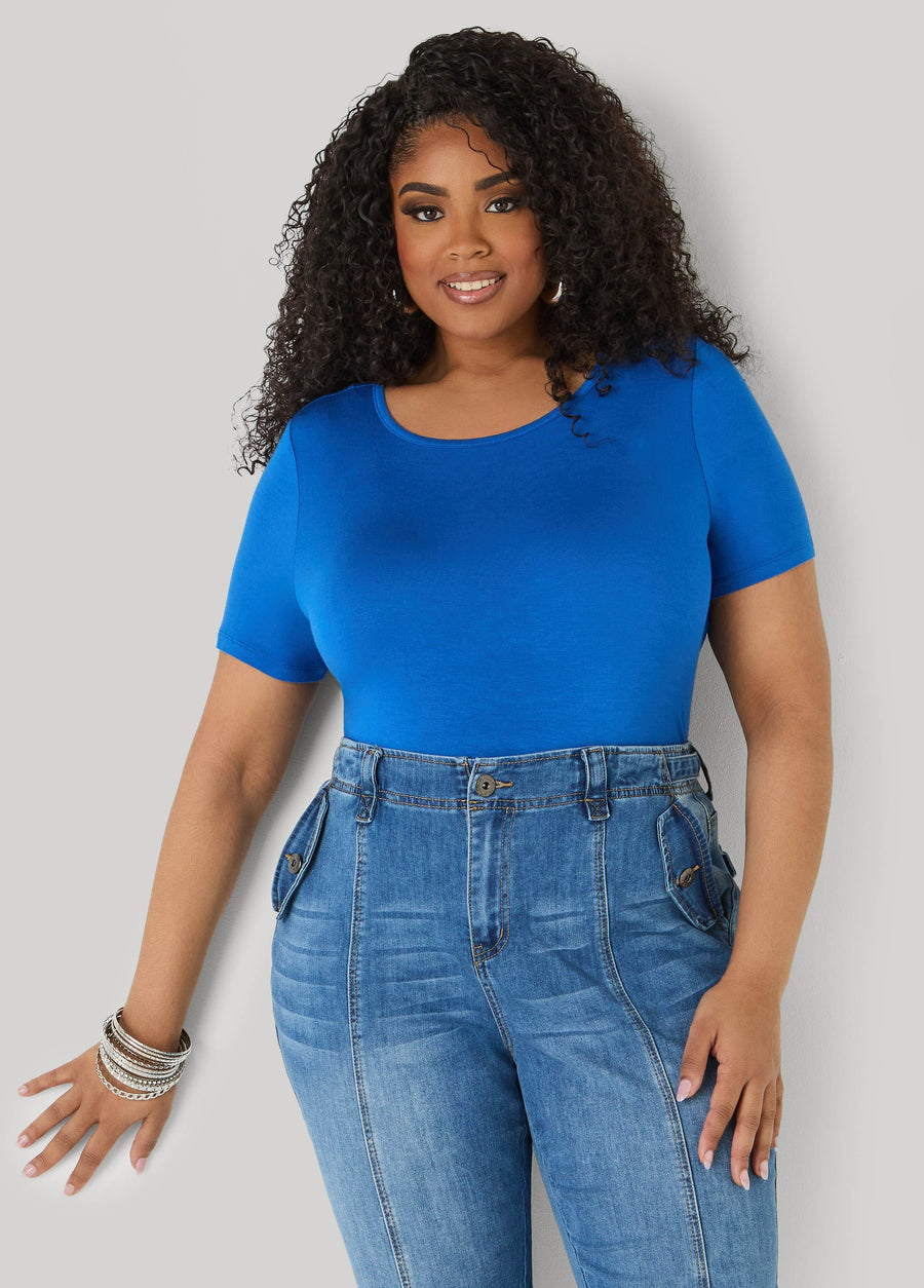 Plus Size Short Sleeve Tee Basic T Shirt Essential Top Jersey Tee