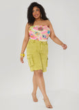 Tropical Print Mesh Tube Top