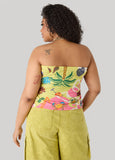 Tropical Print Mesh Tube Top