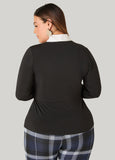 Poplin Collared V Neck Top