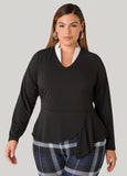 Poplin Collared V Neck Top