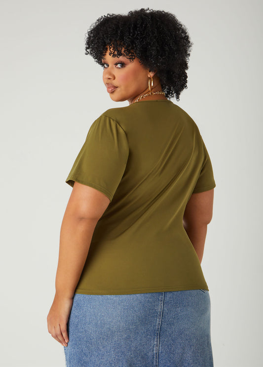 Faux Wrap Jersey Top