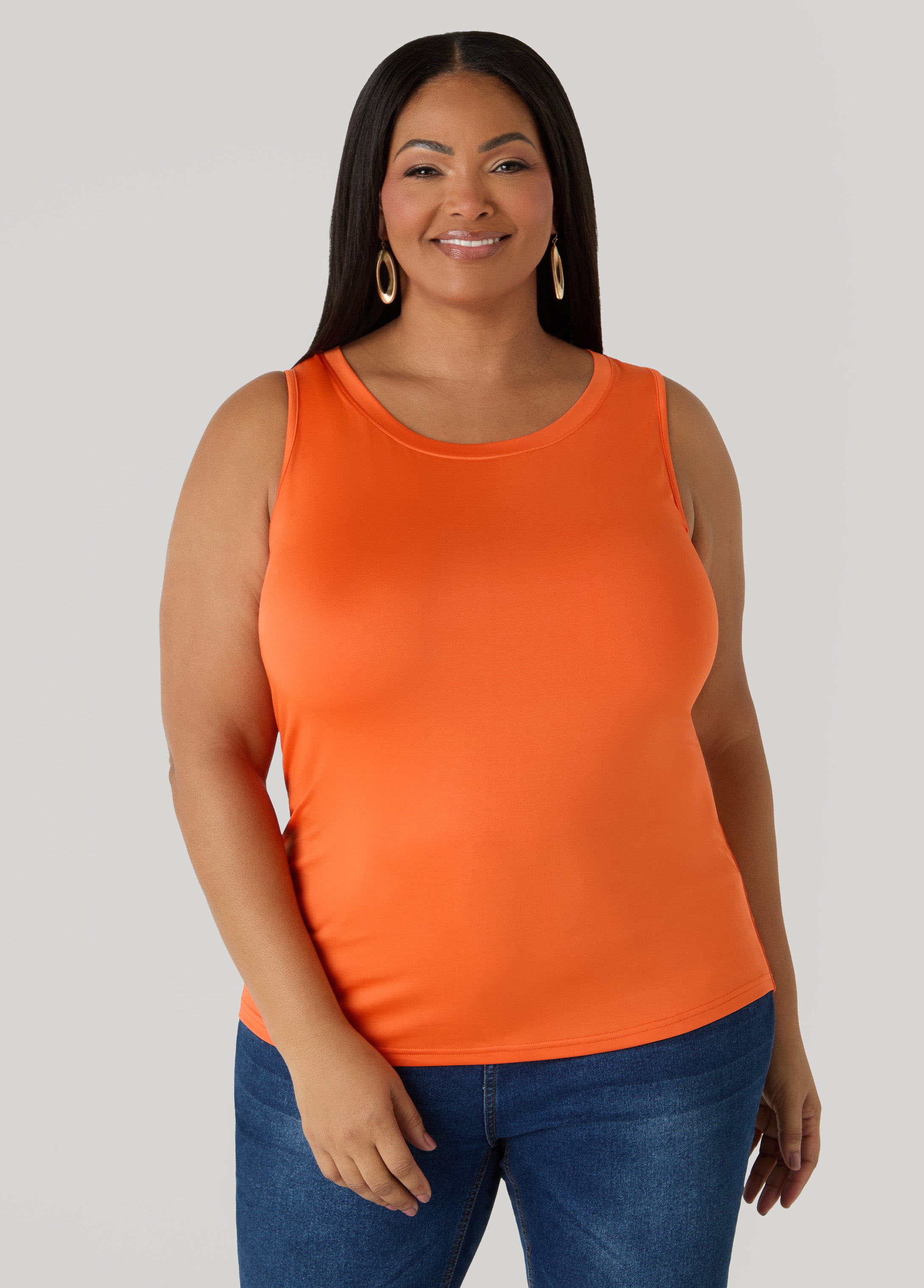 Plus Size Chic Sleeveless Plus Size Slinky Knit Cami Tank Top