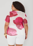 Floral Print Mesh Tee