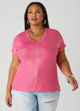 Sequined Metallic Jersey Tee