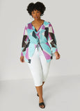 Tie Front Abstract Mesh Top