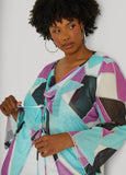 Tie Front Abstract Mesh Top