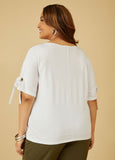 Grommet Detailed Stretch Knit Top