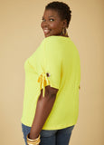 Grommet Detailed Stretch Knit Top