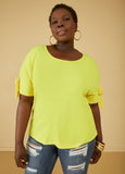 Grommet Detailed Stretch Knit Top