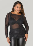 Plus Size Studded Mesh Top