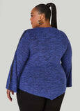 Faux Leather Trimmed Marled Top