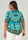 Floral Print Point Hem Top