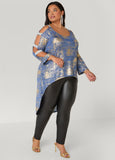 Crystal Cutout Sleeve Knitted Top