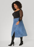Mesh Sleeved Square Neck Top