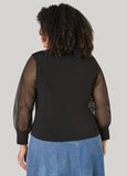 Mesh Sleeved Square Neck Top