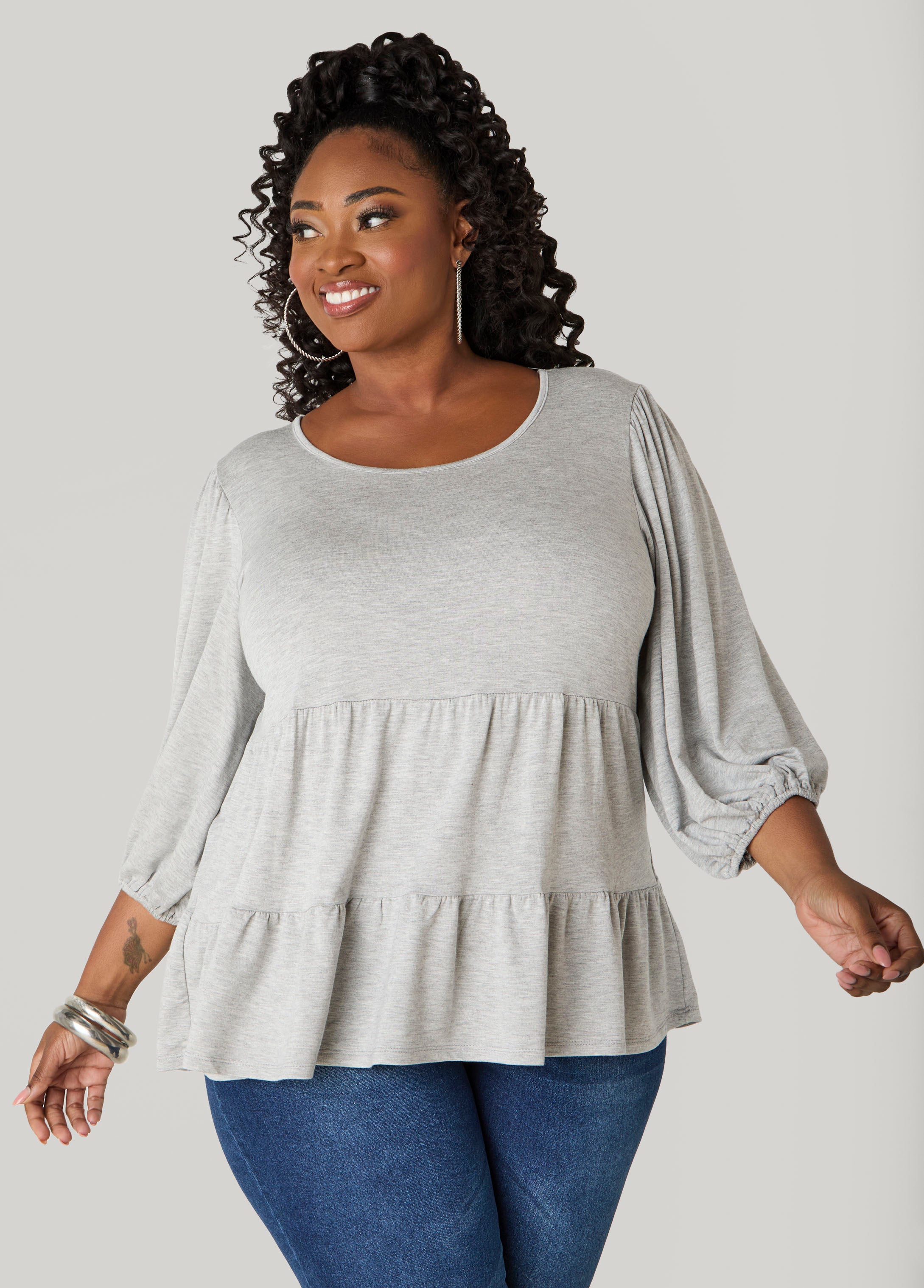 Plus Size Terry Babydoll Top Plus Size Swing Top Plus Size Jersey Tee