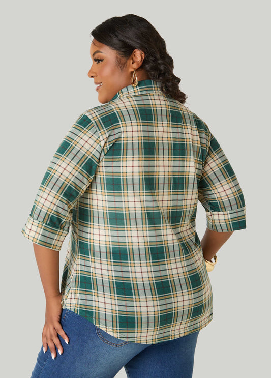 Button Plaid Shirt