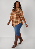 Button Front Plaid Shirt