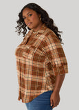 Button Front Plaid Shirt