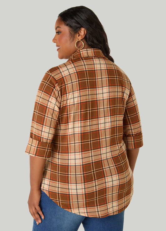Button Front Plaid Shirt