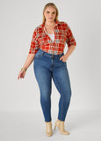 Cuffed Plaid Button Front Shirt
