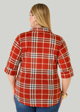 Cuffed Plaid Button Front Shirt