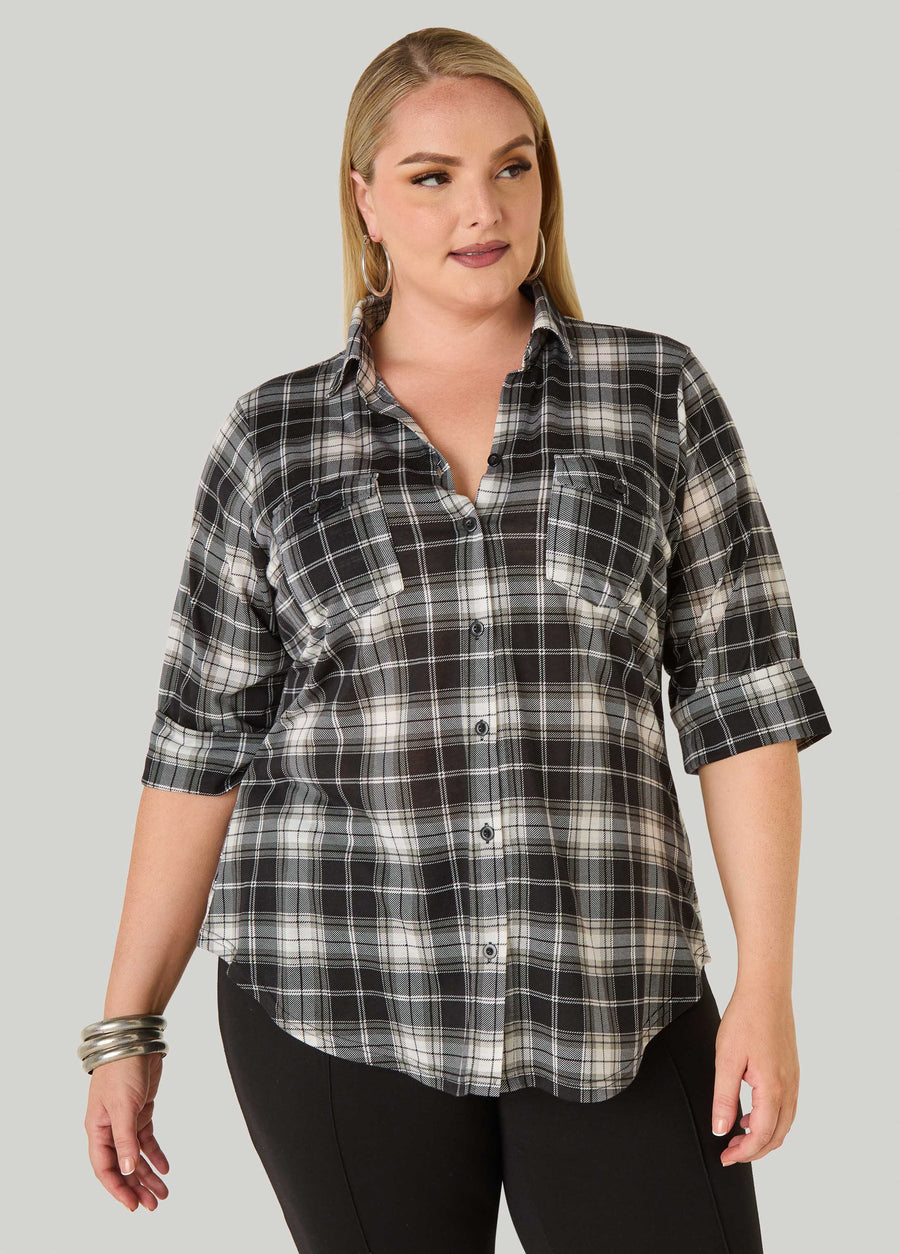 Plaid Button Front Shirt