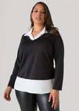 Paneled Faux Pearl Trimmed Top