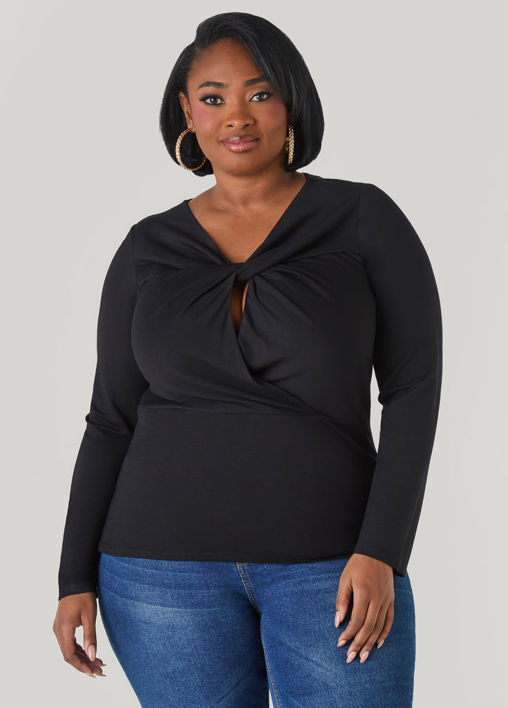 Twist Front Cutout Top – Ashley Stewart