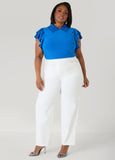 Eyelet Paneled Stretch Knit Top