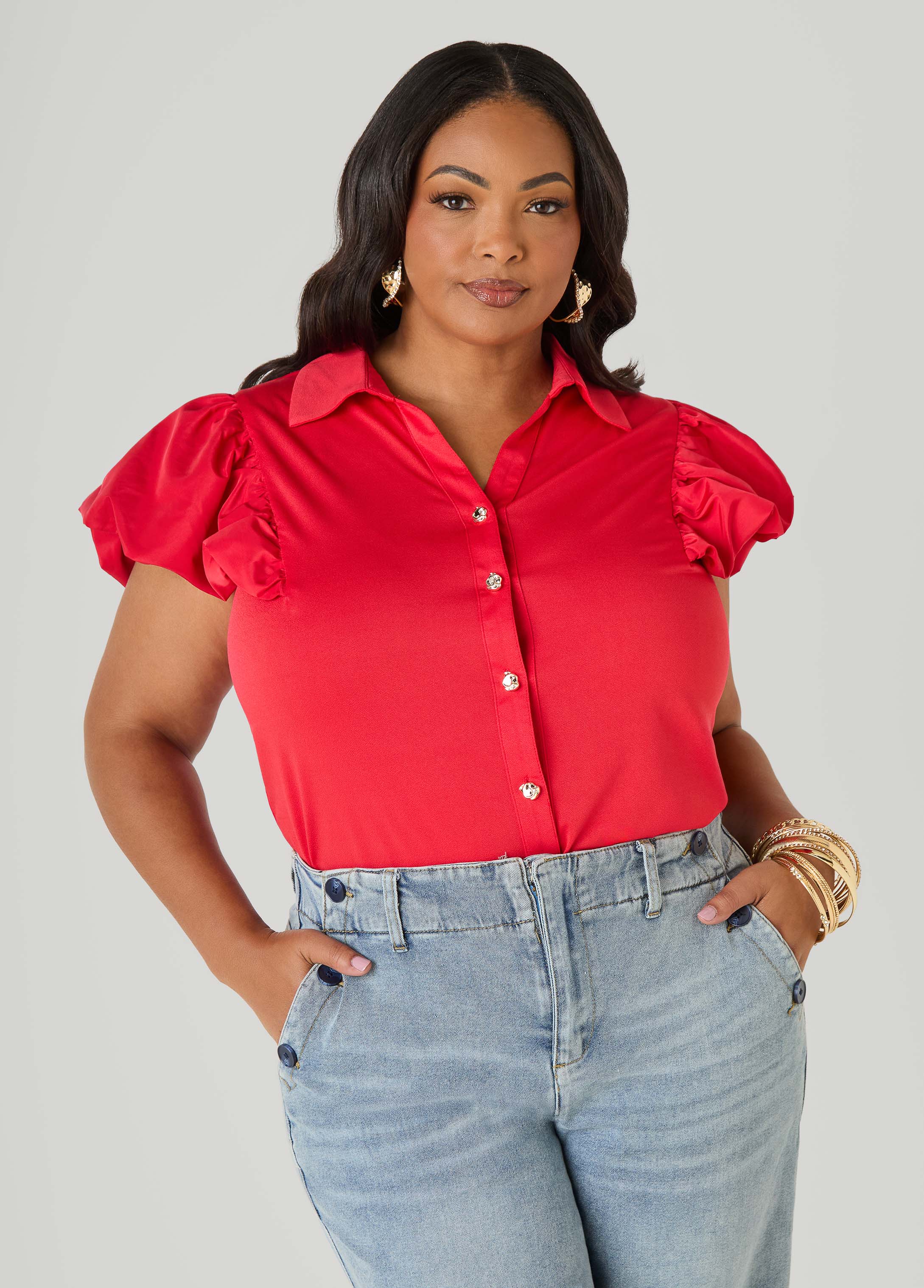 Puff Sleeved Paneled Shirt