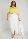 Rosette Sleeved Ribbed Top