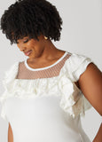 Faux Pearl Mesh Paneled Top