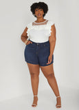 Faux Pearl Mesh Paneled Top