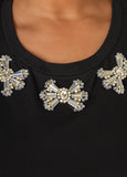 Ruffled Embellished Jersey Tee
