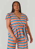 Chevron Knit Faux Wrap Top