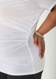 Crystal Cowl Neck Mesh Top