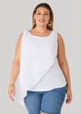 Asymmetric Draped Mesh Top