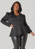 Plus Size Stone Embellished Peplum Top