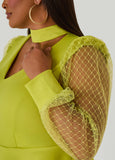 Mesh Paneled Cutout Peplum Top