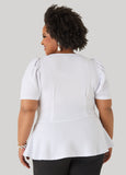 Puff Sleeved Textured Peplum Top