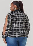Windowpane Split Sleeved Top